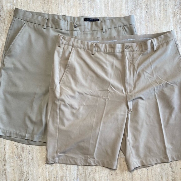 Greg Norman Other - Greg Norman Golf Shorts Men 42 Khaki Tan Bundle Performance Flat Front 2 Pack